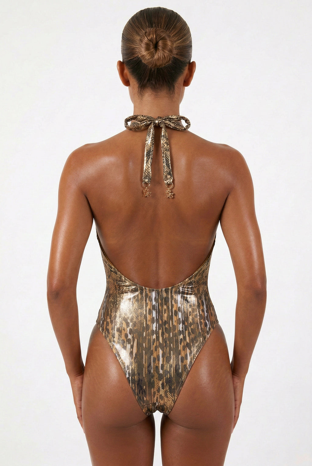 Liquid Cheetah-Cheetah/Snake V-Neck Swimsuit