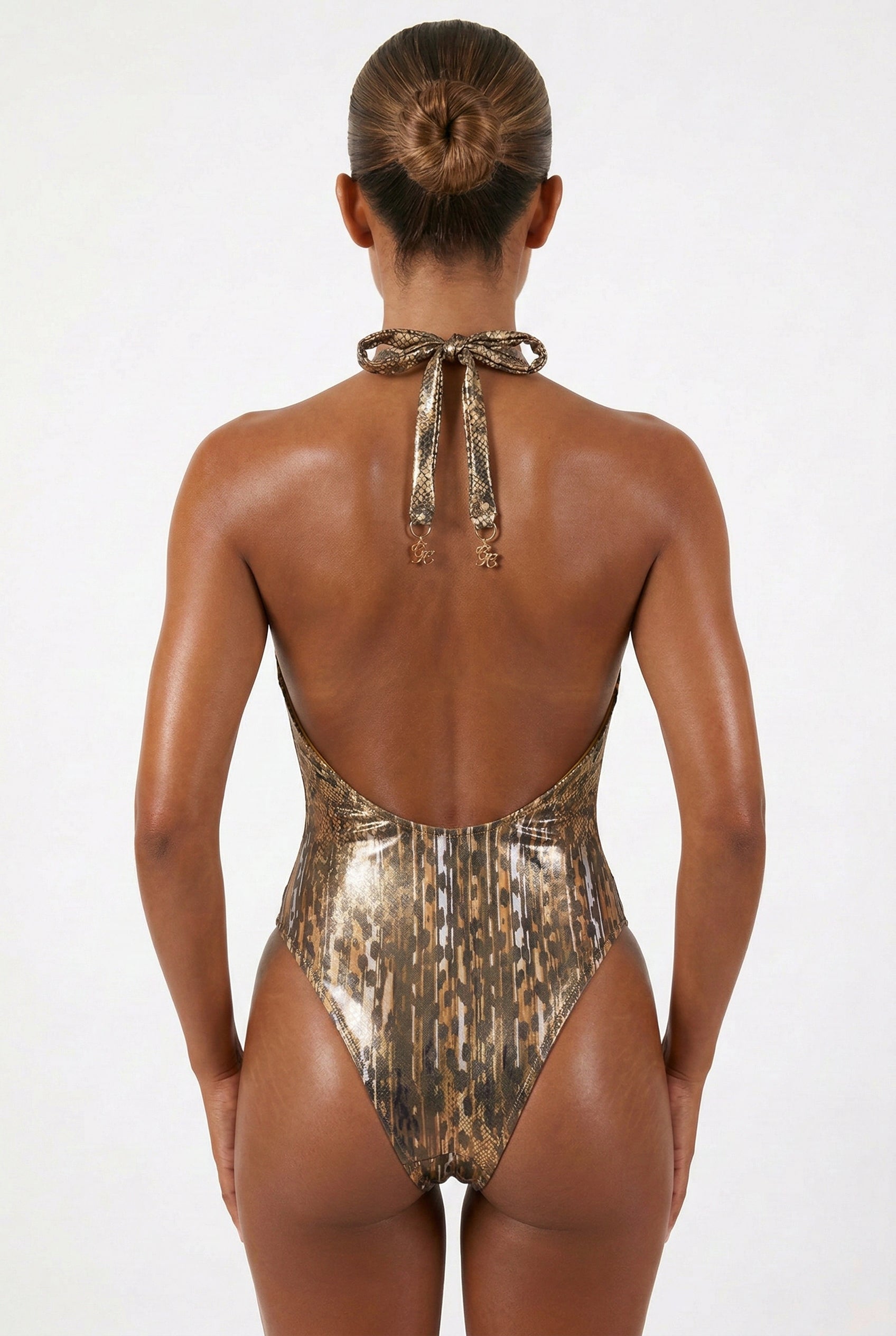 Liquid Cheetah-Cheetah/Snake V-Neck Swimsuit