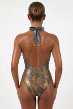 Baroc Queen-Baroc/Denim V-Neck Swimsuit